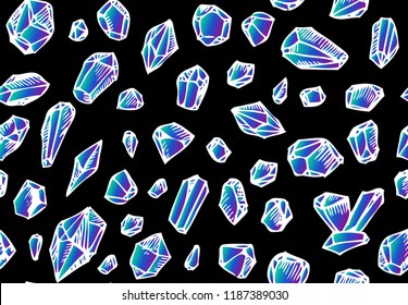 Crystals pattern, polihedrons linear shapes. - vector stock. Crystal seamless print. Winter background