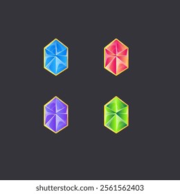 Crystals Set In Different Colors  Gem Stone Icon Logo Elements Vector Design