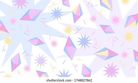 crystals and stars vector background pastel color