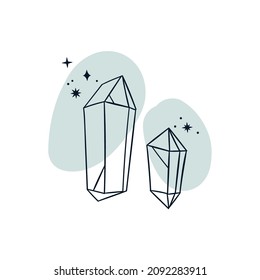 Crystals vector clipart. Boho style illustration