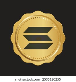 crytocurency solana logo gold coin vector design isolated background