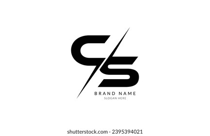 cs black simple letter logo template art.