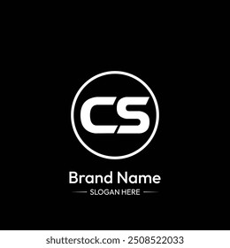 CS Brand name. Black Background.