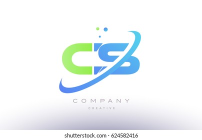 cs c s alphabet green blue swoosh letter company logo vector icon design template