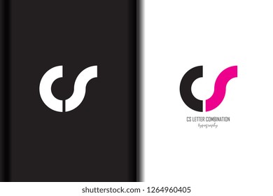 cs c s black pink white lowercase combination modern creative alphabet gradient company letter logo design vector icon template trendy - Vector