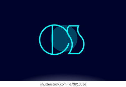 cs c s blue line circle letter logo alphabet creative company vector icon design template