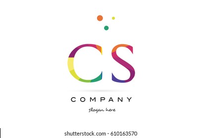 cs c s  creative rainbow colors colored alphabet company letter logo design vector icon template
