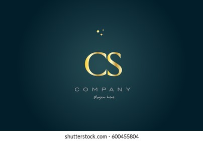 cs c s  gold golden luxury product metal metallic alphabet company letter logo design vector icon template green background