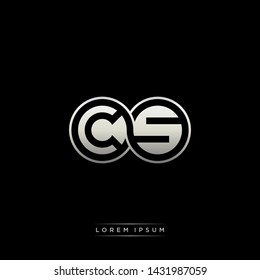 CS C S initial letter linked circle capital monogram logo modern template silver color edition