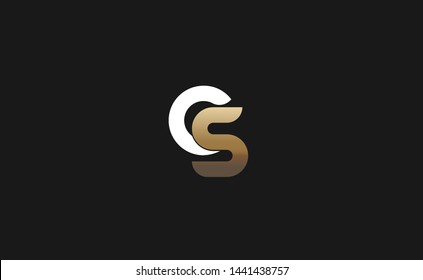 CS C S Letter Logo Design in gold and black Colors. Creative Modern Letters Vector Icon Logo Illustration