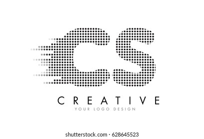 CS C S Letter Logo Design with Black Dots and Bubble Trails.
