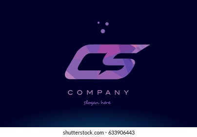 cs c s polygon polygonal letter alphabet text pink purple dots creative company logo vector icon design template