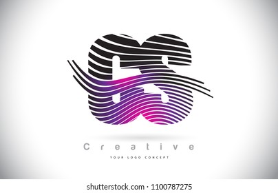 CS C S Zebra Texture Letter Logo Design With Creative Lines and Swosh in Purple Magenta Color Vector.