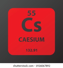 Cs Caesium Alkali metal Chemical Element vector illustration diagram, with atomic number and mass. Simple gradient flat design for education, lab, science class.

