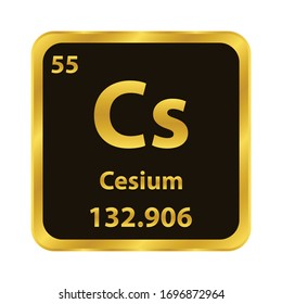 Cs - Icono de elemento químico cesio. El elemento químico del cuadro periódico. Firma con número atómico. 