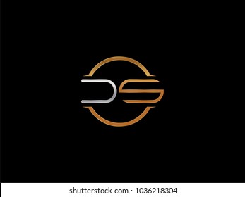 CS circle Shape Letter logo Design in silver gold color