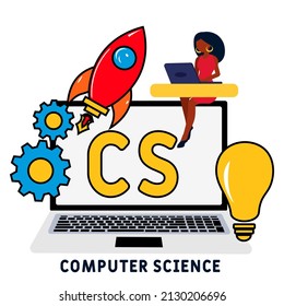 CS - Computer Science acronym. business concept background. vector illustration concept with keywords and icons. lettering illustration with icons for web banner, flyer, landing pag