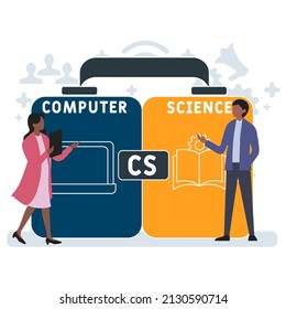 CS - Computer Science acronym. business concept background. vector illustration concept with keywords and icons. lettering illustration with icons for web banner, flyer, landing pag