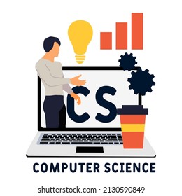 CS - Computer Science acronym. business concept background. vector illustration concept with keywords and icons. lettering illustration with icons for web banner, flyer, landing pag