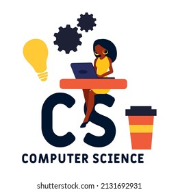 CS - Computer Science acronym. business concept background. vector illustration concept with keywords and icons. lettering illustration with icons for web banner, flyer, landing pag