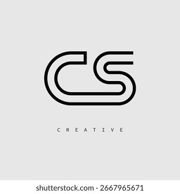 CS Creative Letter Logo – Minimal Line Monogram in Black Outline for Modern Branding Identity Design.