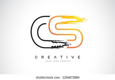 CS Creative Modern Logo Design Vetor with Orange and Black Colors. Monogram Stroke Letter Design.