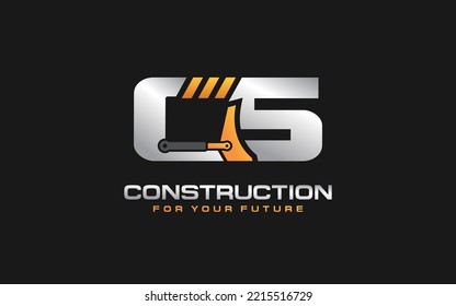 CS Dozer logo vector for construction company. Heavy equipment template vector illustration for your brand.