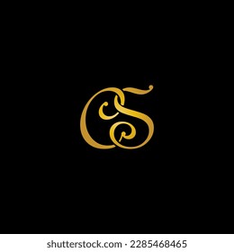 Ilustración vectorial de letra dorada CS para un icono, símbolo o logotipo. logotipo de las iniciales de CS