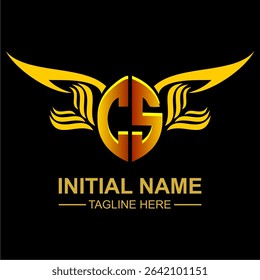 CS Golden Wing Emblem Logo with elegant gold wings, sleek and modern design. Ideal for branding, creative projects, luxury businesses, or artistic ventures.
