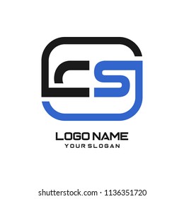 CS initial box letter logo template vector