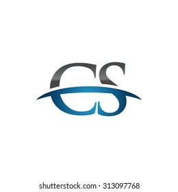 CS initial company blue swoosh logo