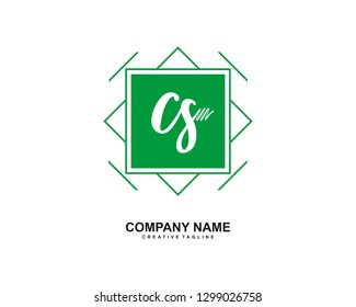 CS Initial Handwriting Logo Template Vector