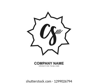 CS Initial Handwriting Logo Template Vector