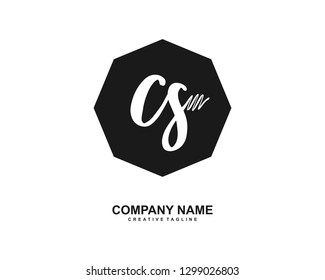 CS Initial Handwriting Logo Template Vector