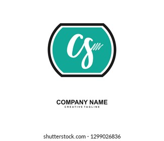 CS Initial Handwriting Logo Template Vector