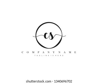 CS initial handwriting logo template vector