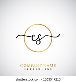 CS Initial Handwriting logo template vector
