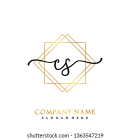 CS Initial Handwriting logo template vector