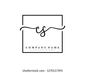 CS Initial handwriting square minimalist logo vector