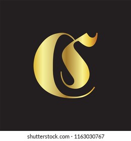 CS initial letter gold color logo icon vector