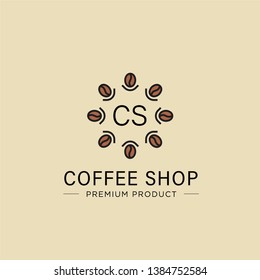 CS initial letter logo Coffee cup design logo, for cafe, coffee shop, banner and poster