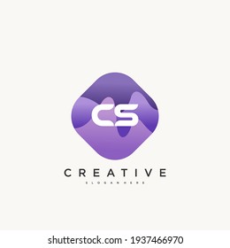 CS Elementos de plantilla de diseño de icono del logotipo de la carta inicial con un arte colorido de ondas.