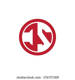CS initial letters circle business logo red