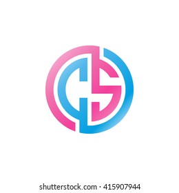 CS initial letters linked circle logo pink blue