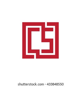 CS initial letters looping linked square logo red