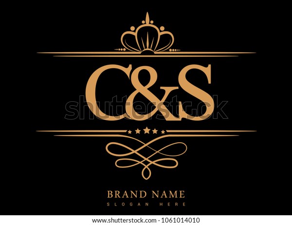 C&S Initial logo, Ampersand initial logo
gold with crown and classic
pattern