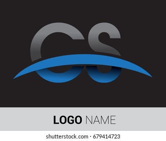 CS initial logo company name colored grey and blue swoosh design.