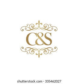 C&S Initial logo. Ornament ampersand monogram golden logo