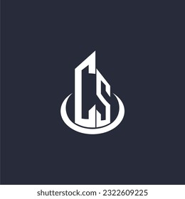 CS initial monogram building logo for real estate with creative circle style design