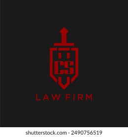CS initial monogram for law firm with sword and shield logo image